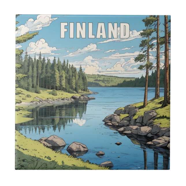 Finnland - Naturdarstellung Fliese (Vorderseite)