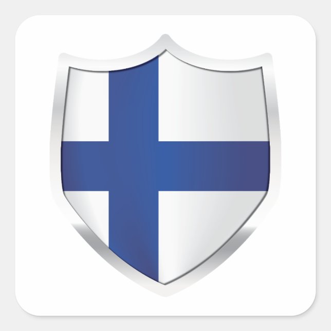Finnland Silberschild Flag perfekt für Sie oder Ih Quadratischer Aufkleber (Vorderseite)