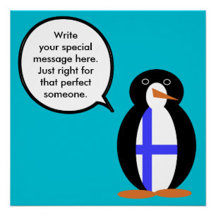 Finnland Sprechende Frau Penguin Personalisiert Poster