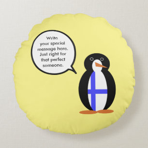 Finnland sprechende Ms. Pinguin Personalisiert Rundes Kissen
