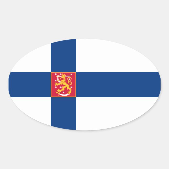 Finnland Staatsflagge Oval Sticker (Vorderseite)