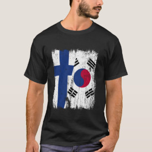 Finnland Südkorea Halbe Flagge Finnisch Südkoreani T-Shirt