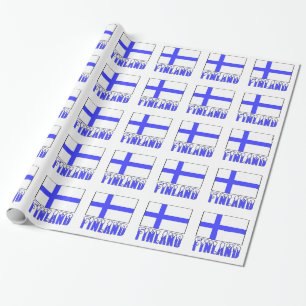 Finnland und Finnische Flagge Geschenkpapier