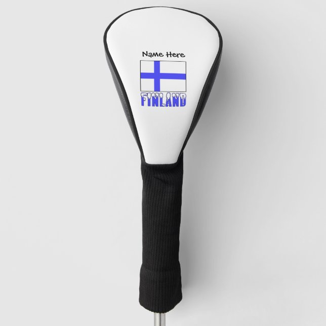 Finnland und Finnische Flagge mit Ihrem Namen Golf Headcover (Vorderseite)