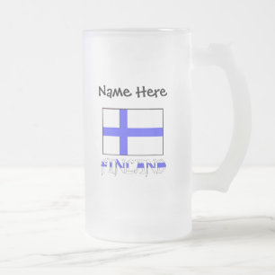 Finnland und Finnische Flagge Personalisiert Mattglas Bierglas