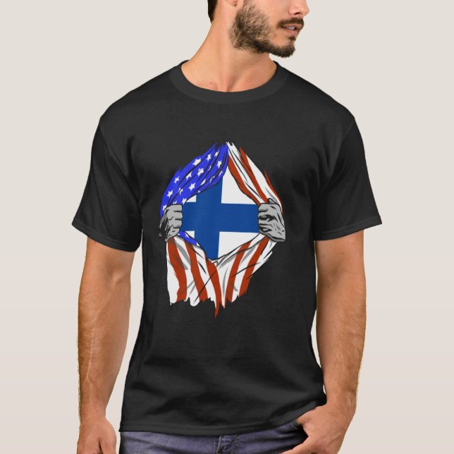 Finnland USA Bußgeld Amerika Brustkorb Finnischer  T-Shirt (Vorderseite)