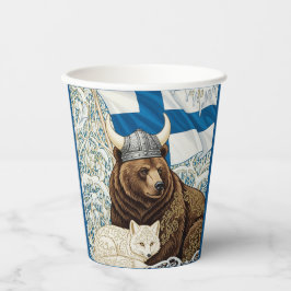 Finnland Viking Bear, Arctic Fox Art Nouveau Pappbecher