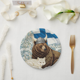 Finnland Viking Bear, Arctic Fox Art Nouveau Pappteller