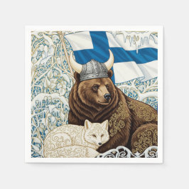 Finnland Viking Bear, Arctic Fox Art Nouveau Serviette