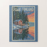 Finnland Vintage Puzzle<br><div class="desc">Finnland retro vektorreise design. Vom pulsierenden Helsinki bis zur schneebedeckten Magie Lapplands bietet Finnland einen friedlichen und doch abenteuerlichen Ausflug ins Herz Skandinaviens.</div>