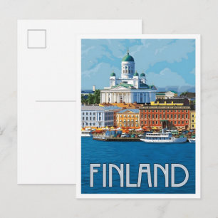 Finnland Vintage-Reise  Postkarte