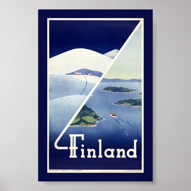 Finnland Vintage Reiseposter Restauriert Poster (Vorne)