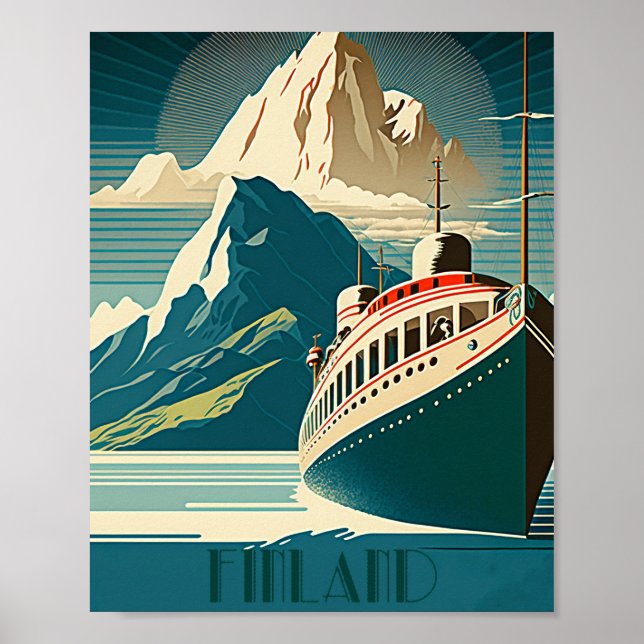 Finnland Vintage Travel Art Poster (Vorne)
