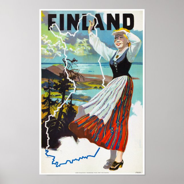 Finnland Vintage Travel Poster wiederhergestellt (Vorne)