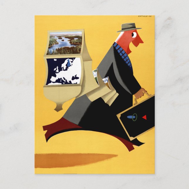 Finnland Vintage Travel Poster wiederhergestellt Postkarte (Vorderseite)