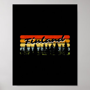 Finnland Wald Sonnenuntergang Bäume Ferienhaus Url Poster