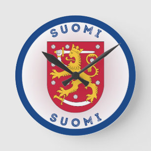Finnland Wappen Kreisform Runde Wanduhr