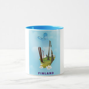 Finnlandkarte Illustriertes Reiseplakat Tasse