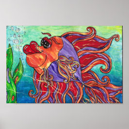 Finny the Fighting Fish Print Poster