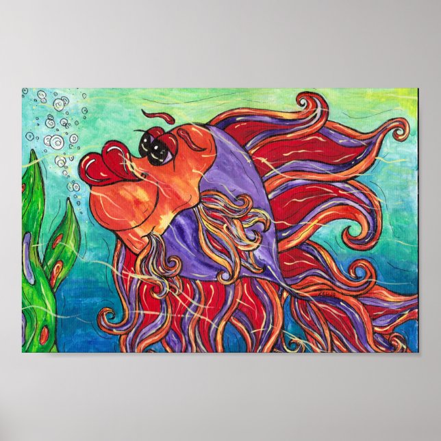 Finny the Fighting Fish Print Poster (Vorne)