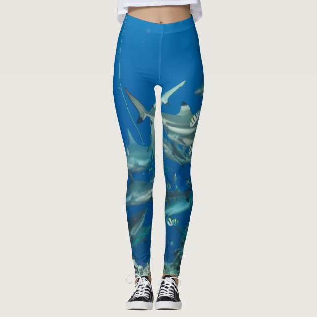 Fins Fin Shark gedruckt Leggings (Vorderseite)