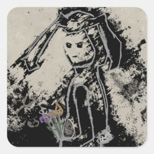 finstere Hase Quadratischer Aufkleber