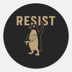 Fintage Penguin Resist Pinguine Subtle Anti Trump Runder Aufkleber
