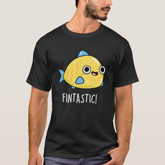 Fintastic Funny Fish Puff Dark BG T-Shirt (Vorderseite)