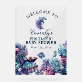 Fintastic One Modern Rustic Watercolor Babydusche Acrylschild