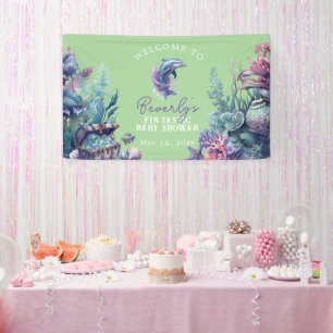 Fintastic One Modern Rustic Watercolor Babydusche Banner