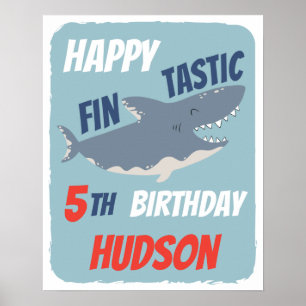 Fintastische Happy Shark Geburtstagsfeier, jedes A Poster