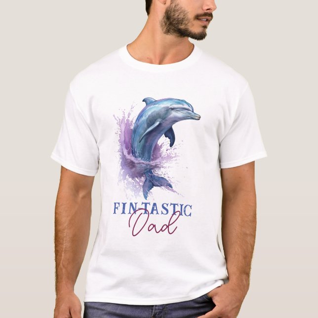 Fintastischer Vater Moderne Wasserfarbendusche T-Shirt (Vorderseite)