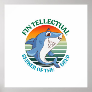 Fintellectualer Haifisch-Sucher der tiefen dunklen Poster