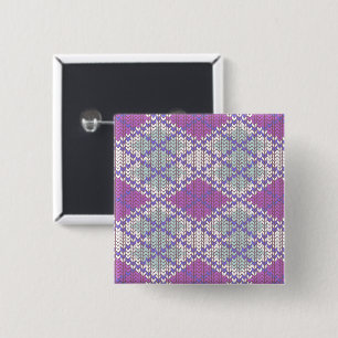 FIOLETT ARGYLE STRICKEN Quadratischer Anstecker Button