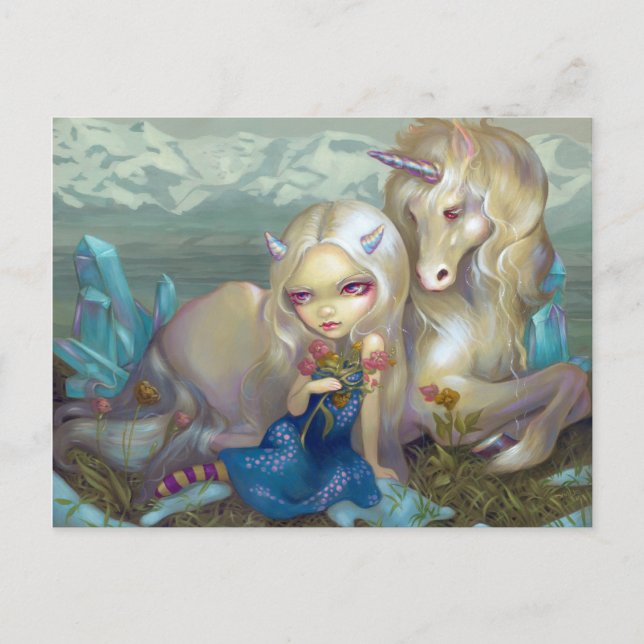 "Fiona and the Unicorn" Postkarte (Vorderseite)
