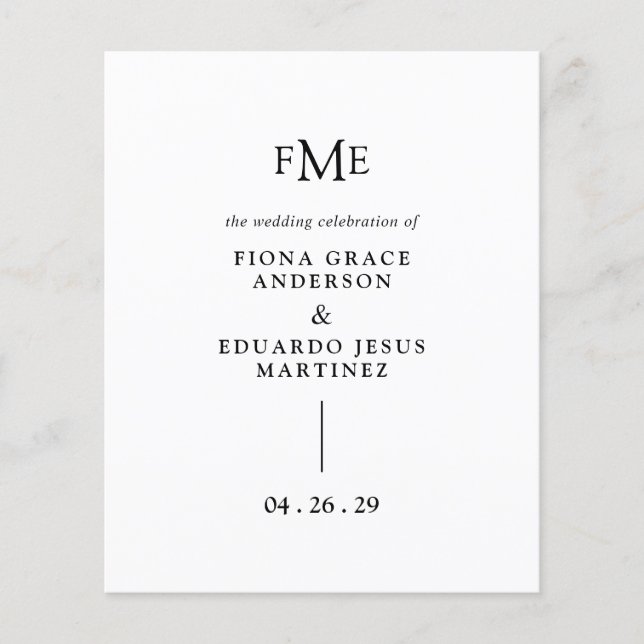 Fiona Black and White Bold Monogram Modern Wedding (Vorderseite)