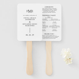 Fiona Black and White Bold Monogram Modern Wedding Fächer