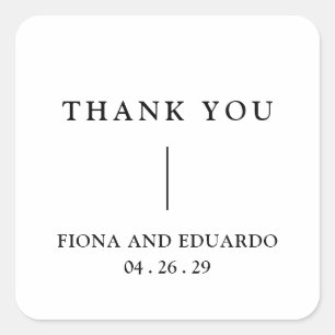 Fiona Black and White Bold Monogram Modern Wedding Quadratischer Aufkleber