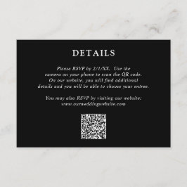 Fiona Black Bold Monogram Modern Wedding Begleitkarte