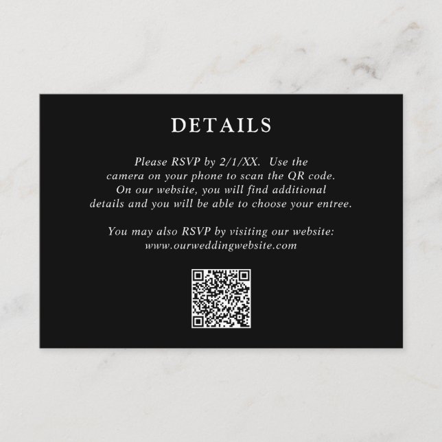 Fiona Black Bold Monogram Modern Wedding Begleitkarte (Vorderseite)