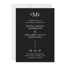 Fiona Black Bold Monogram Modern Wedding