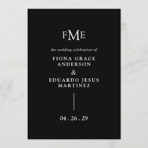 Fiona Black Bold Monogram Modern Wedding Programm