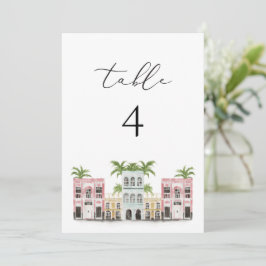 FIONA Charleston Rainbow Row Table Number Card Einladung