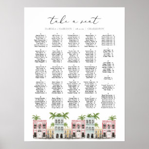 FIONA Charleston SC Rainbow Row Chart Poster