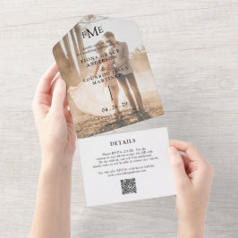 Fiona Foto Bold Monogram Modern Wedding All In One Einladung