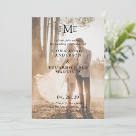 Fiona Foto Bold Monogram Modern Wedding Einladung