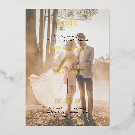 Fiona Foto Bold Monogram Modern Wedding Folieneinladung