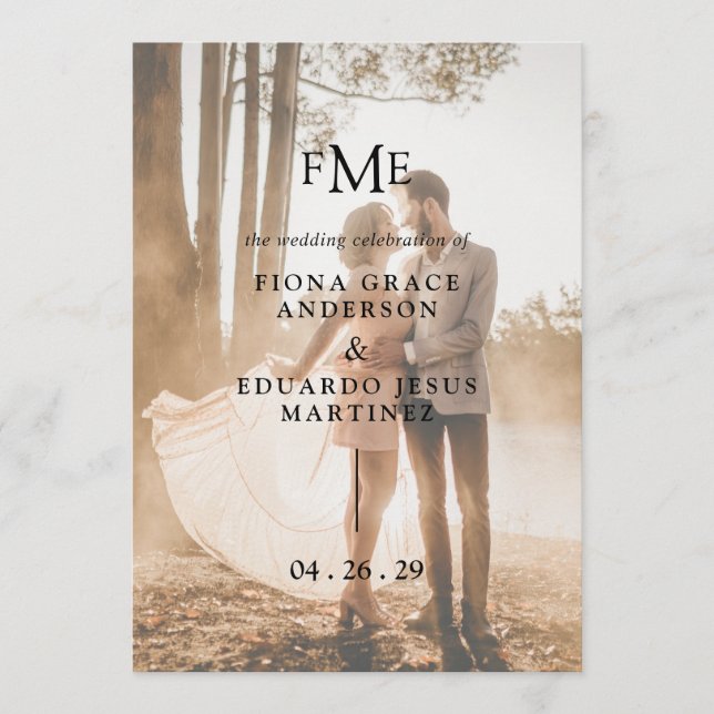Fiona Foto Bold Monogram Modern Wedding Programm (Vorderseite)
