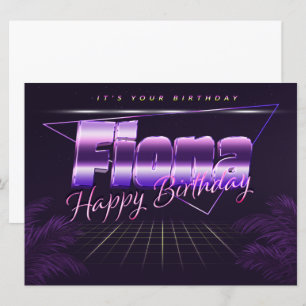 Fiona Name Vorname lila retro Karte Geburtstag