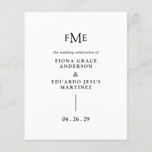Fiona Schwarz-Weiß-Kühnes Monogramm Moderne Hochze Flyer